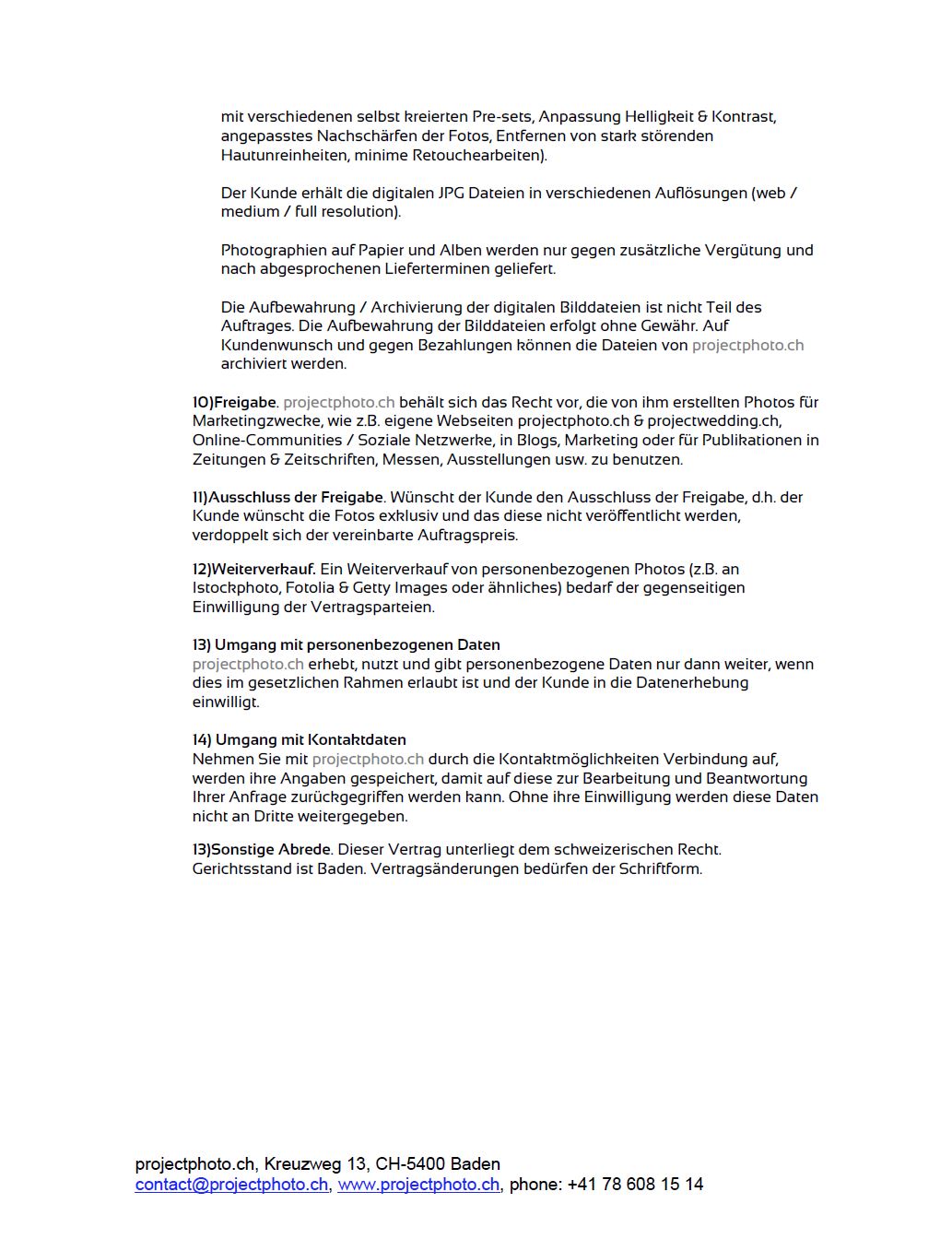 AGB Vertragsbedingungen 2019 Brautpaar